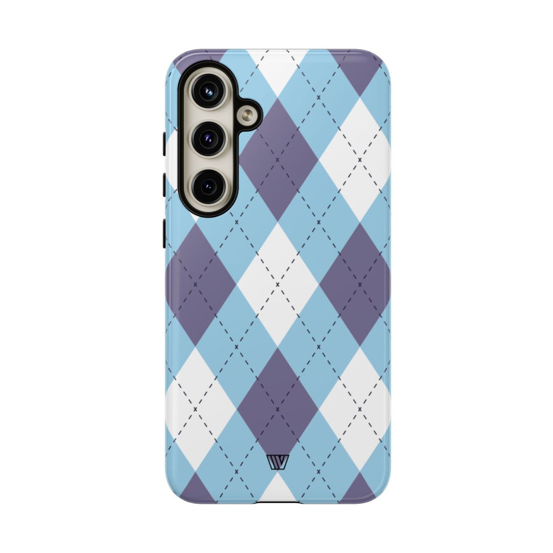 BLUE WHITE PURPLE ARGYLE | Tough Phone Case