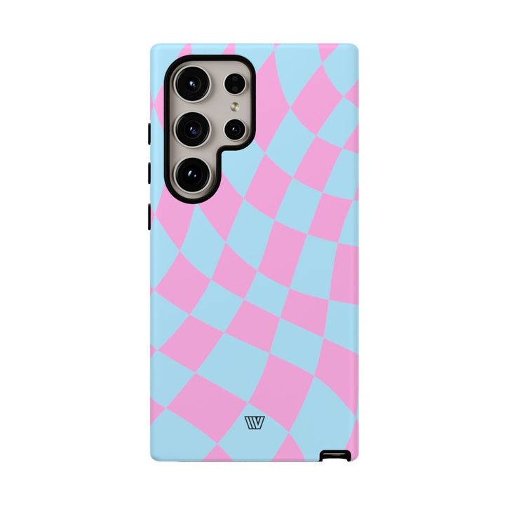BLUE PINK CURVY CHECKERBOARD | Tough Phone Case