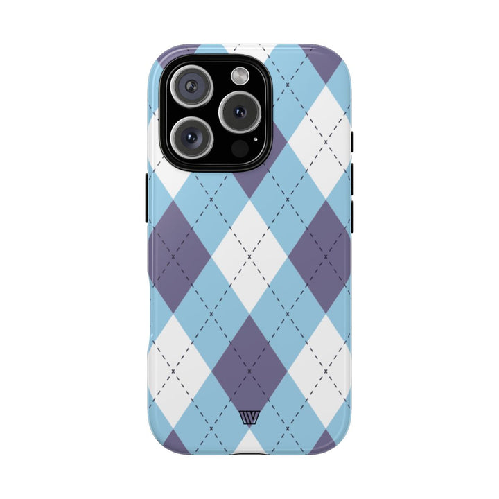 BLUE WHITE PURPLE ARGYLE | Tough Phone Case