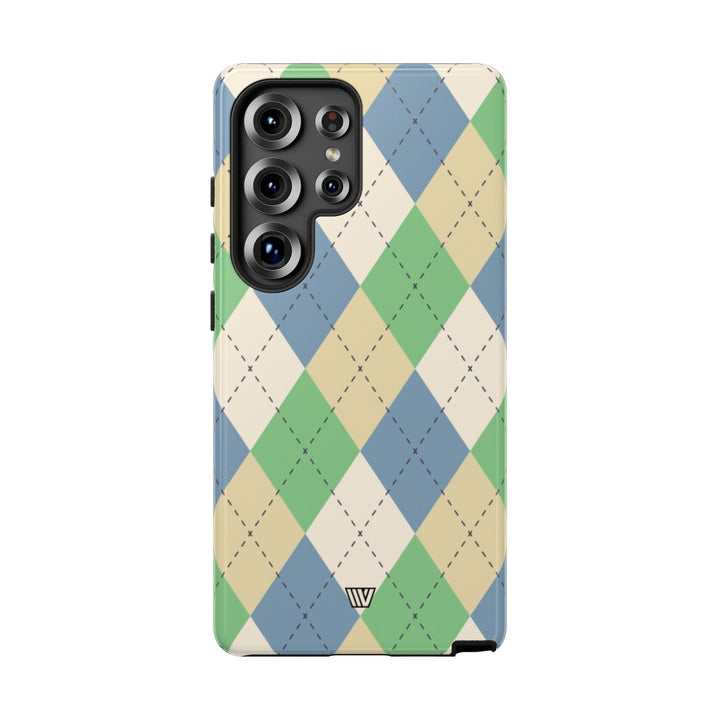 GREEN BLUE BEIGE ARGYLE | Tough Phone Case