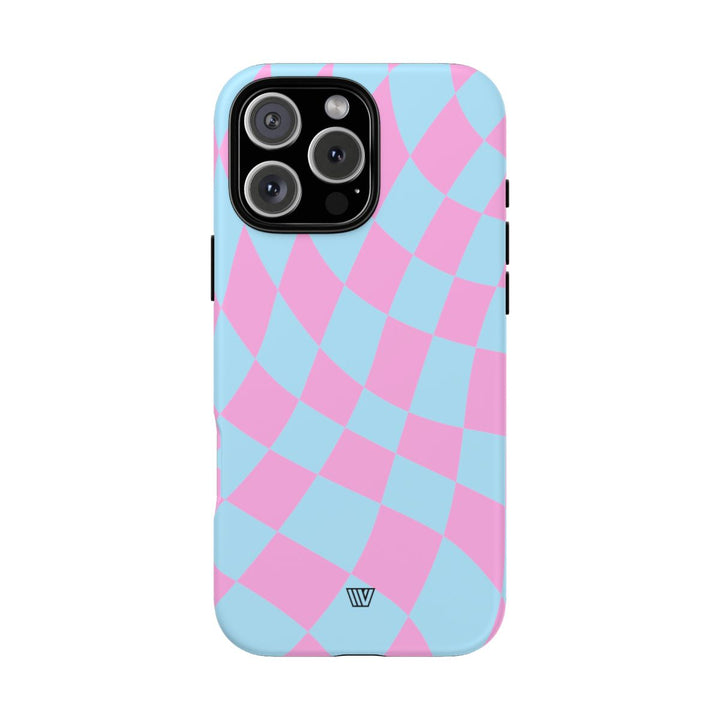 BLUE PINK CURVY CHECKERBOARD | Tough Phone Case