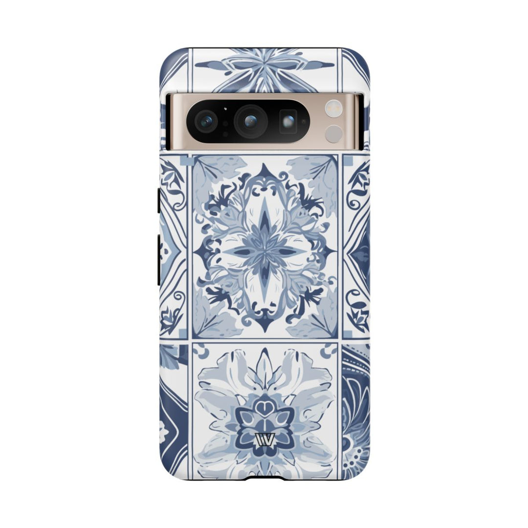 BLUE WHITE TILE | Tough Phone Case