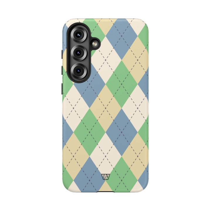 GREEN BLUE BEIGE ARGYLE | Tough Phone Case