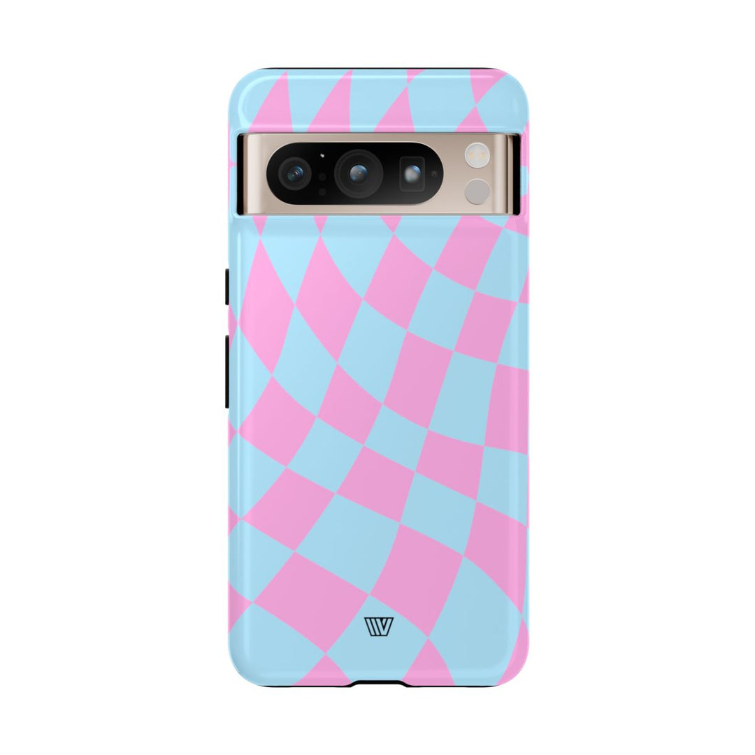 BLUE PINK CURVY CHECKERBOARD | Tough Phone Case