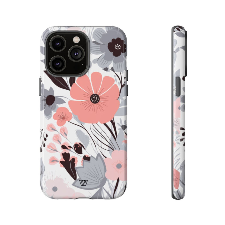 GRAY PASTEL FLOWERS | Tough Phone Case