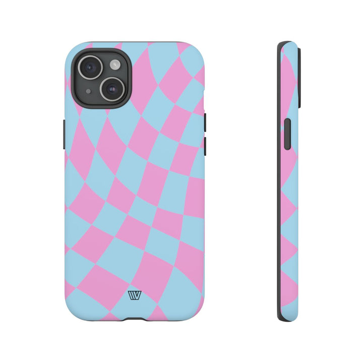 BLUE PINK CURVY CHECKERBOARD | Tough Phone Case