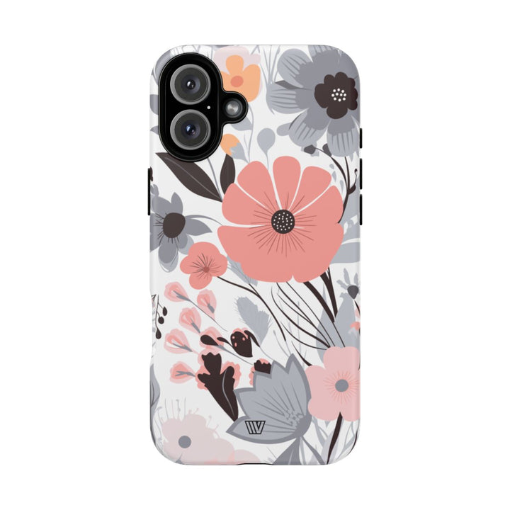GRAY PASTEL FLOWERS | Tough Phone Case