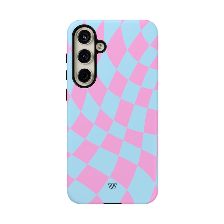 BLUE PINK CURVY CHECKERBOARD | Tough Phone Case