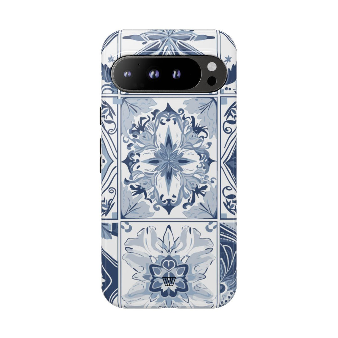 BLUE WHITE TILE | Tough Phone Case