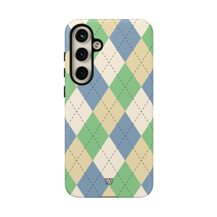 GREEN BLUE BEIGE ARGYLE | Tough Phone Case