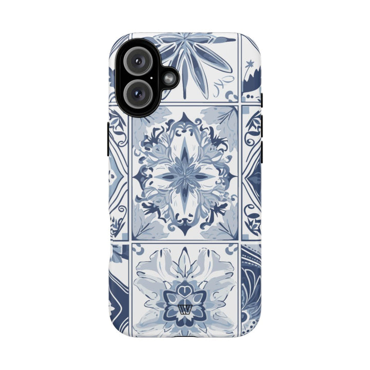 BLUE WHITE TILE | Tough Phone Case