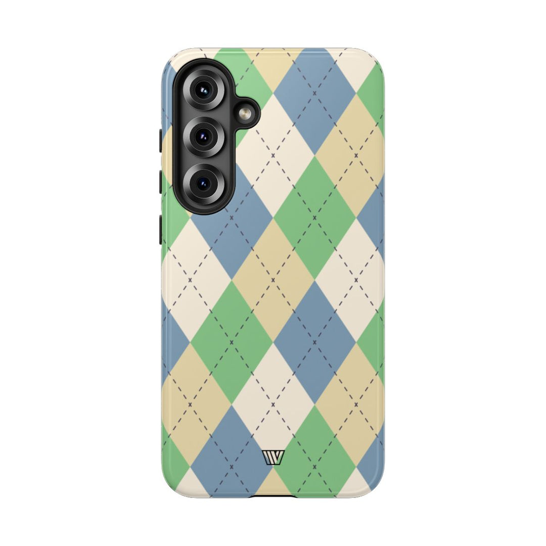 GREEN BLUE BEIGE ARGYLE | Tough Phone Case