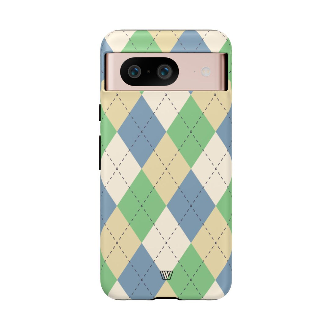 GREEN BLUE BEIGE ARGYLE | Tough Phone Case