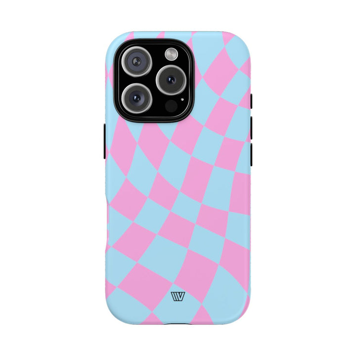 BLUE PINK CURVY CHECKERBOARD | Tough Phone Case