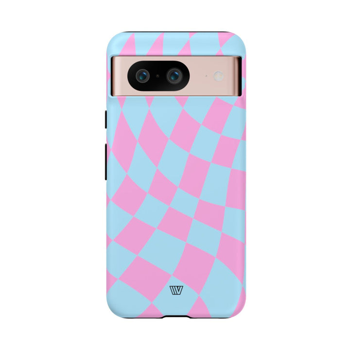 BLUE PINK CURVY CHECKERBOARD | Tough Phone Case