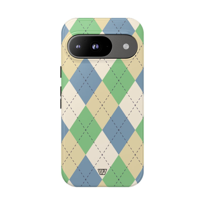 GREEN BLUE BEIGE ARGYLE | Tough Phone Case