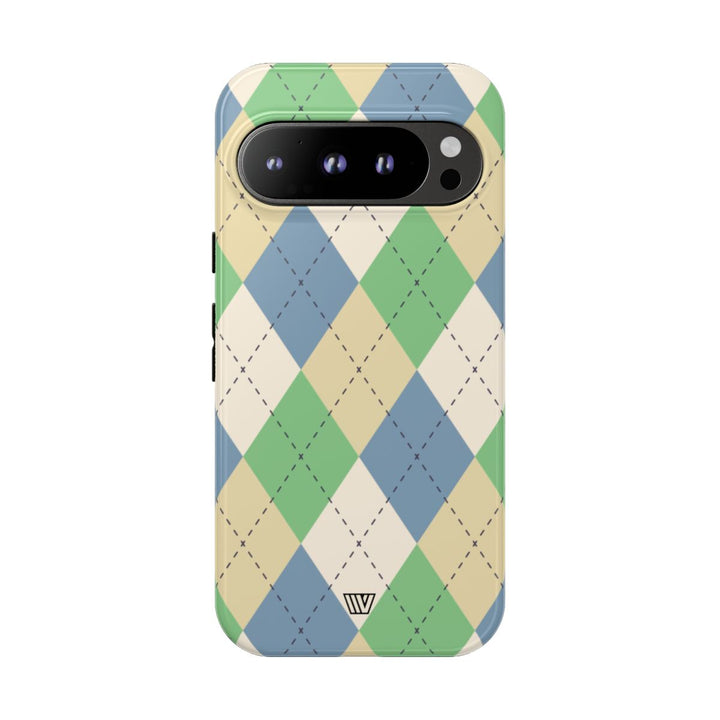 GREEN BLUE BEIGE ARGYLE | Tough Phone Case