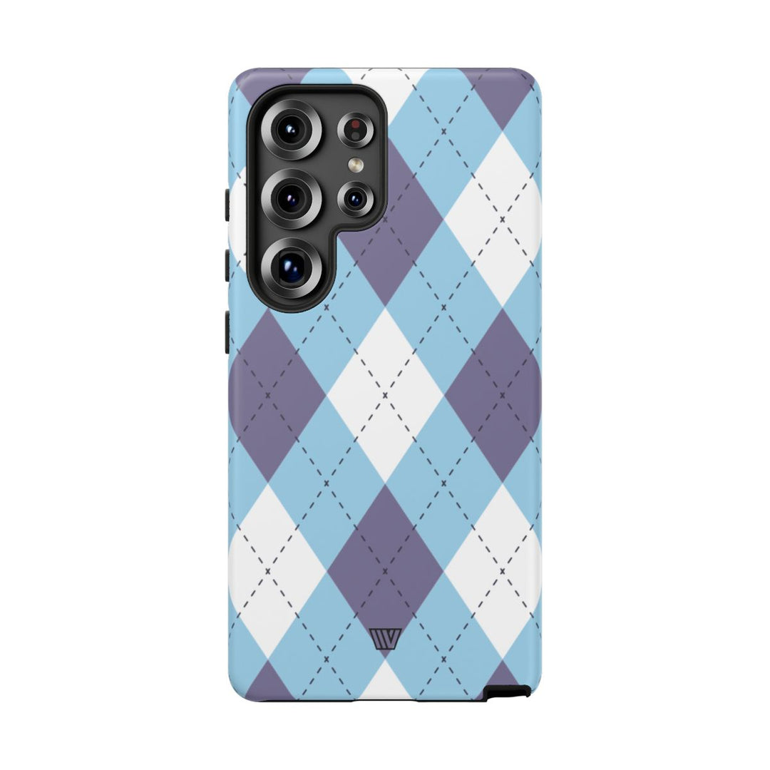 BLUE WHITE PURPLE ARGYLE | Tough Phone Case