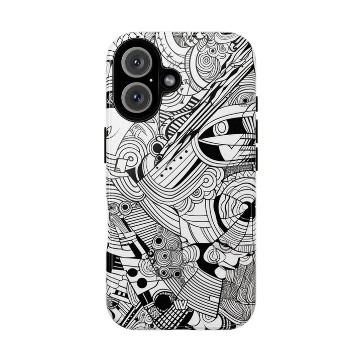 B&W ABSTRACT DOODLE | Tough Phone Case