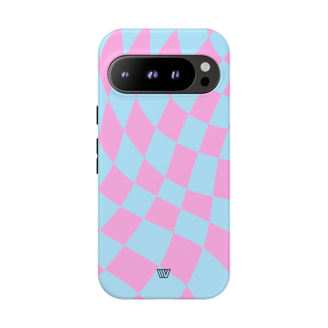 BLUE PINK CURVY CHECKERBOARD | Tough Phone Case