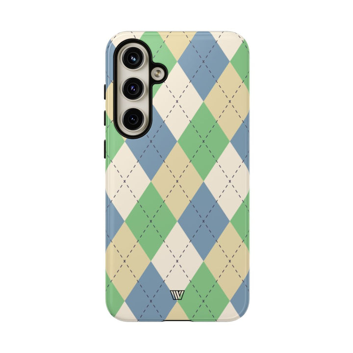 GREEN BLUE BEIGE ARGYLE | Tough Phone Case
