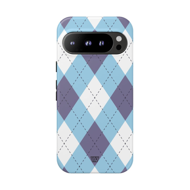BLUE WHITE PURPLE ARGYLE | Tough Phone Case