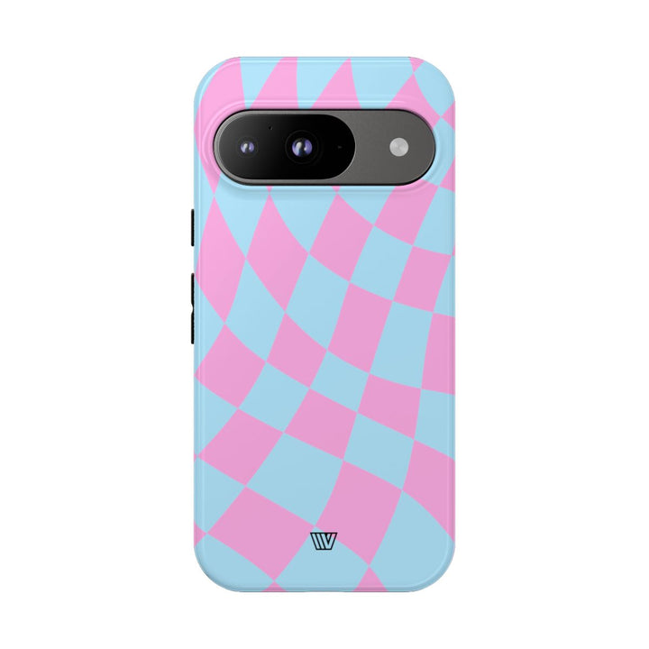 BLUE PINK CURVY CHECKERBOARD | Tough Phone Case