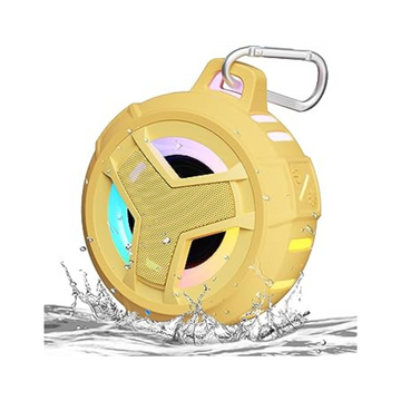 Portable Bluetooth Shower Speaker with LED Light - Waterproof, Floating, True Wireless Stereo - Yellow