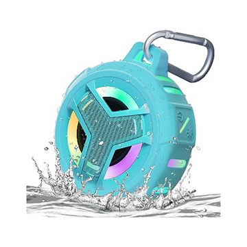 Portable Bluetooth Shower Speaker with LED Light - Waterproof, Floating, True Wireless Stereo - Sky Blue