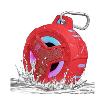 Portable Bluetooth Shower Speaker with LED Light - Waterproof, Floating, True Wireless Stereo - Red