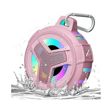 Portable Bluetooth Shower Speaker with LED Light - Waterproof, Floating, True Wireless Stereo - Pink