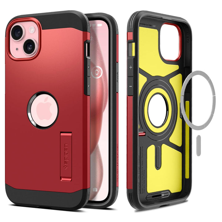 Spigen Tough Armor MagFit Case for iPhone 15 - Red - DOKUTRONIX