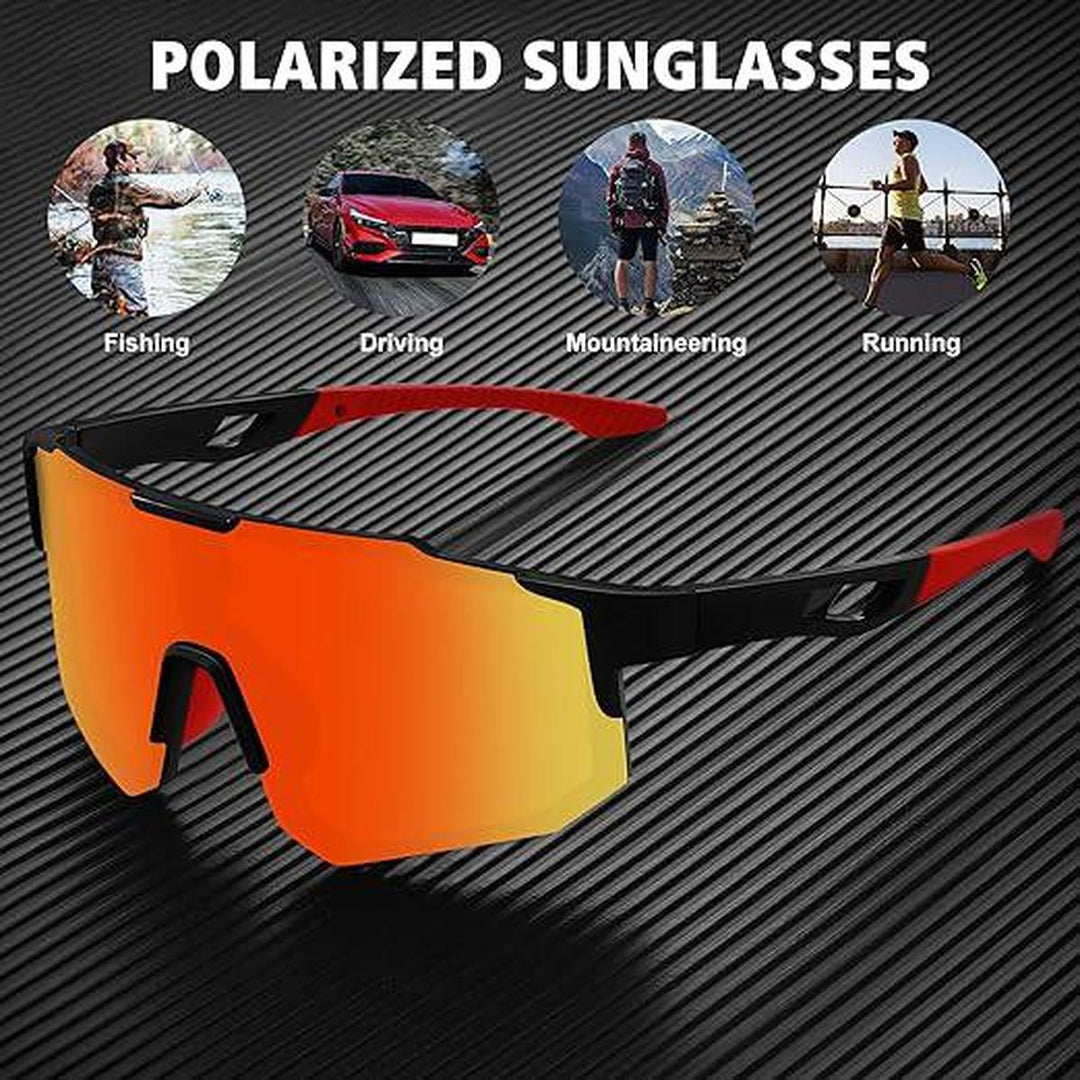 STORYCOAST Black & Red Polarized Sports Shades - DOKUTRONIX