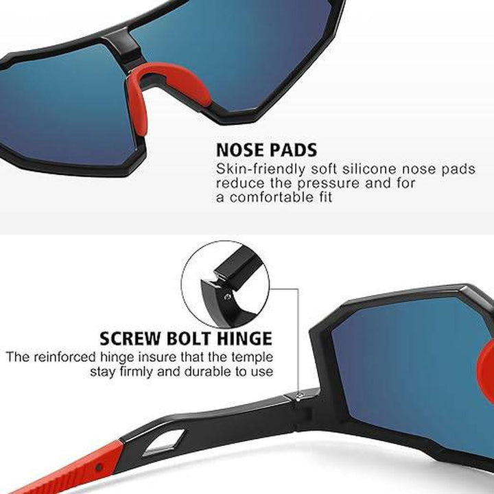 STORYCOAST Black & Red Polarized Sports Shades - DOKUTRONIX