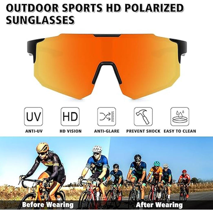 STORYCOAST Black & Red Polarized Sports Shades - DOKUTRONIX