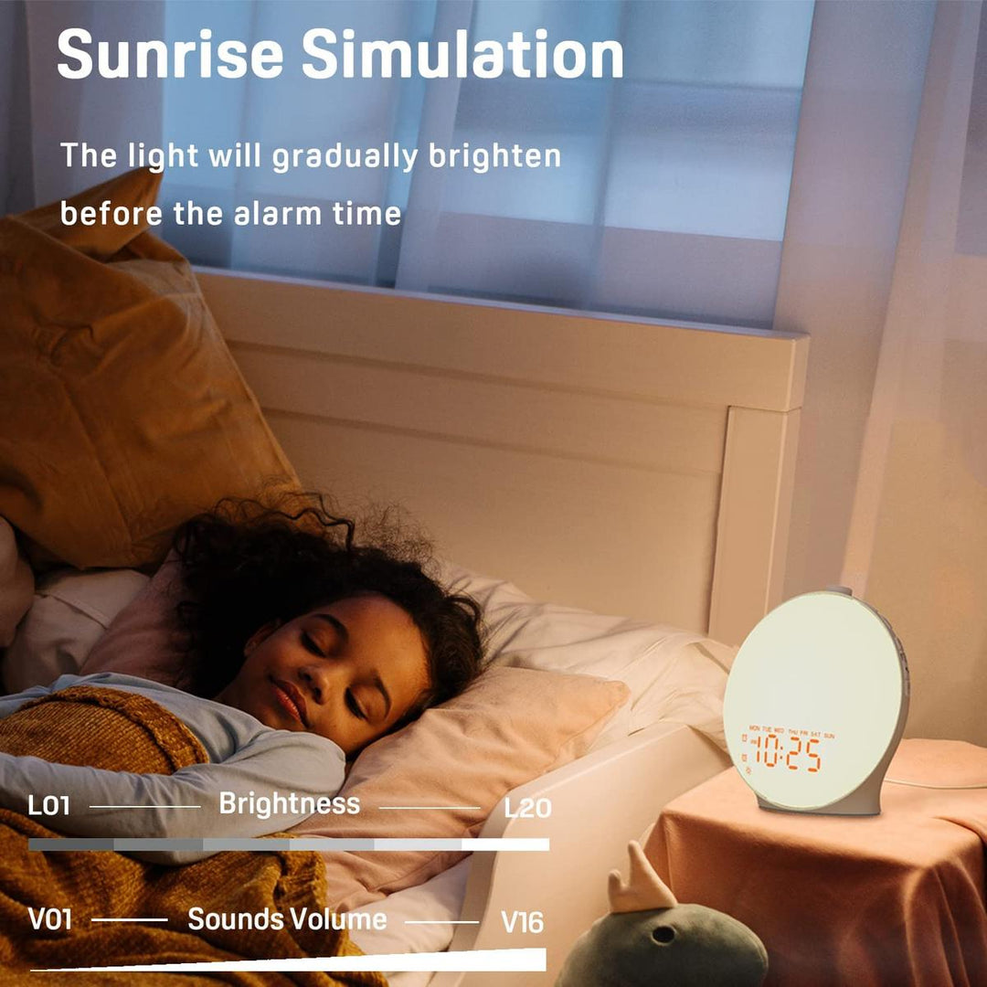 Sunrise Kids Alarm: Dual, FM, Snooze & Sounds - DOKUTRONIX