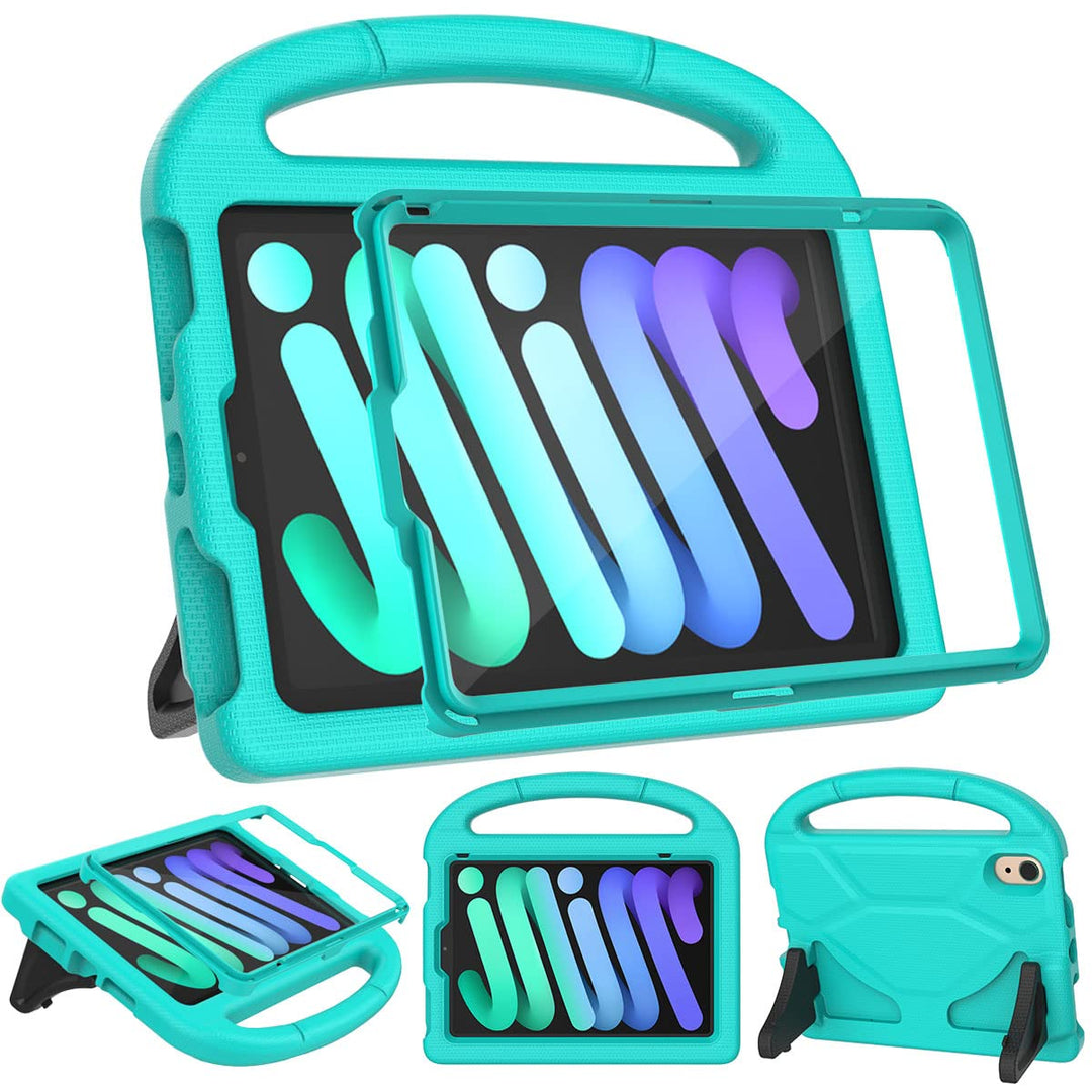 SUPLIK Kids iPad Mini 6/7 Case with Handle, Cyan - DOKUTRONIX