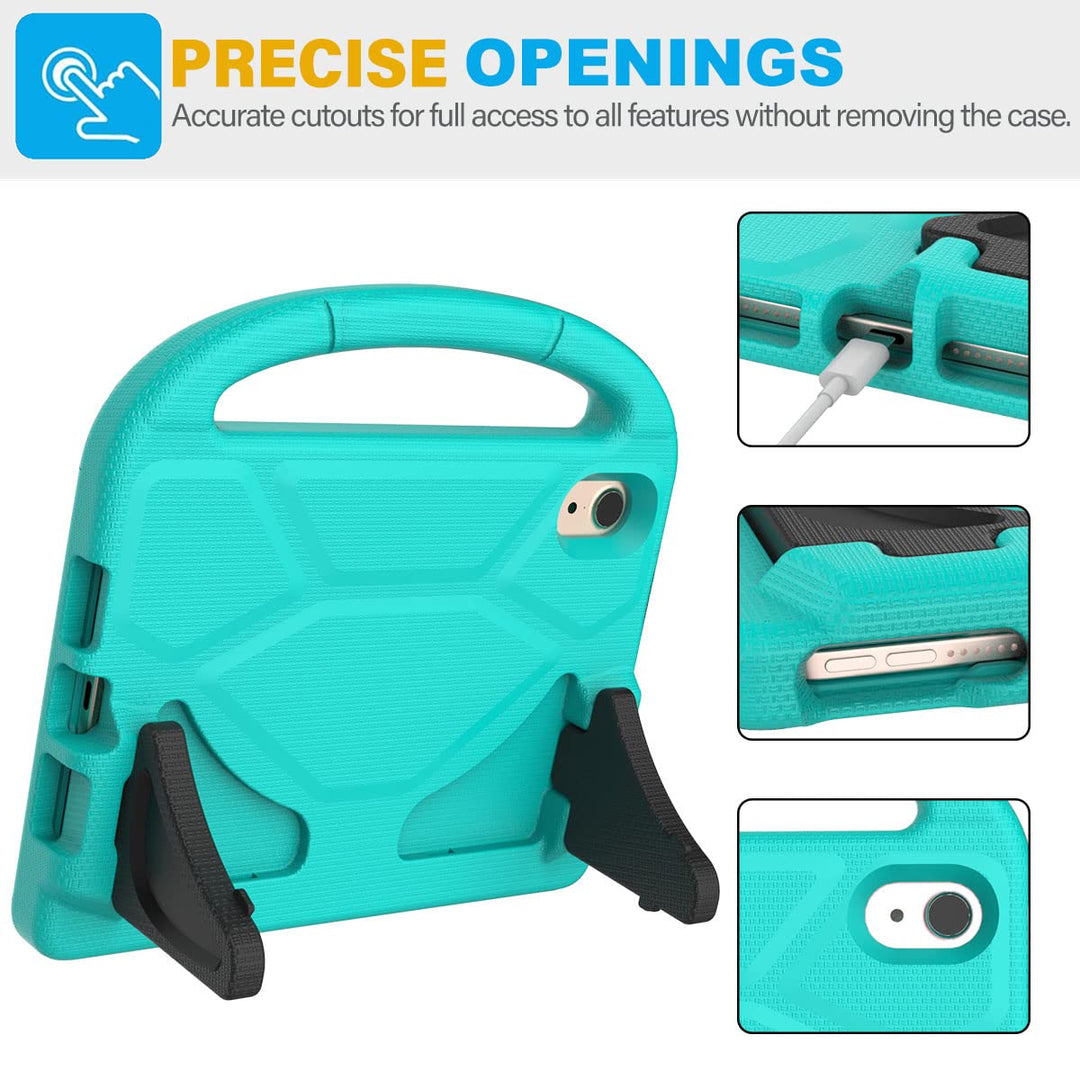 SUPLIK Kids iPad Mini 6/7 Case with Handle, Cyan - DOKUTRONIX