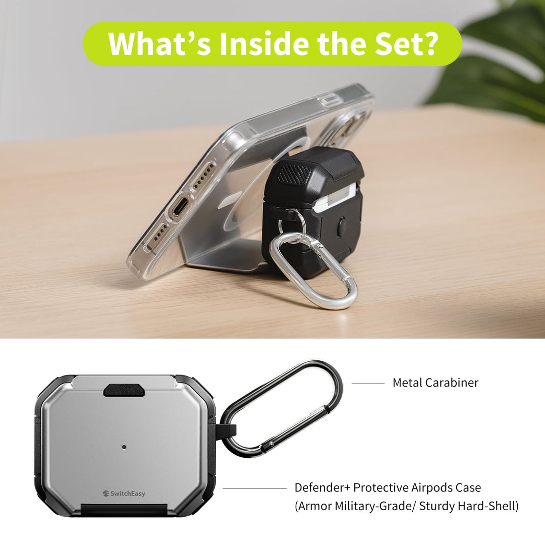 Defender+ AirPods Pro Locking Case - Shockproof Stand - DOKUTRONIX