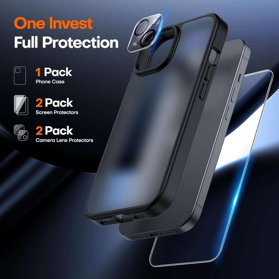 Tauri 5-in-1 Frosted Black Case for iPhone 15 - DOKUTRONIX