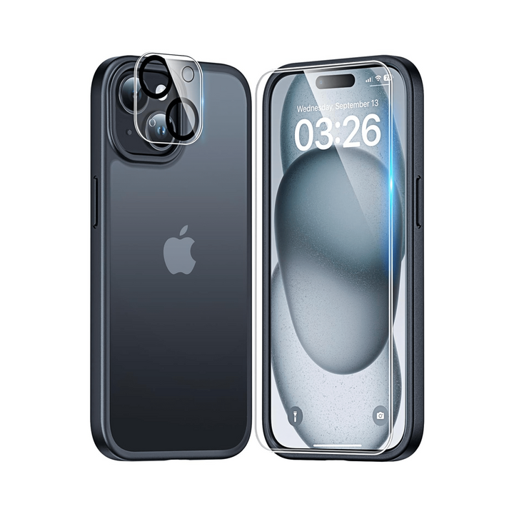 Tauri 5-in-1 Frosted Black Case for iPhone 15 - DOKUTRONIX
