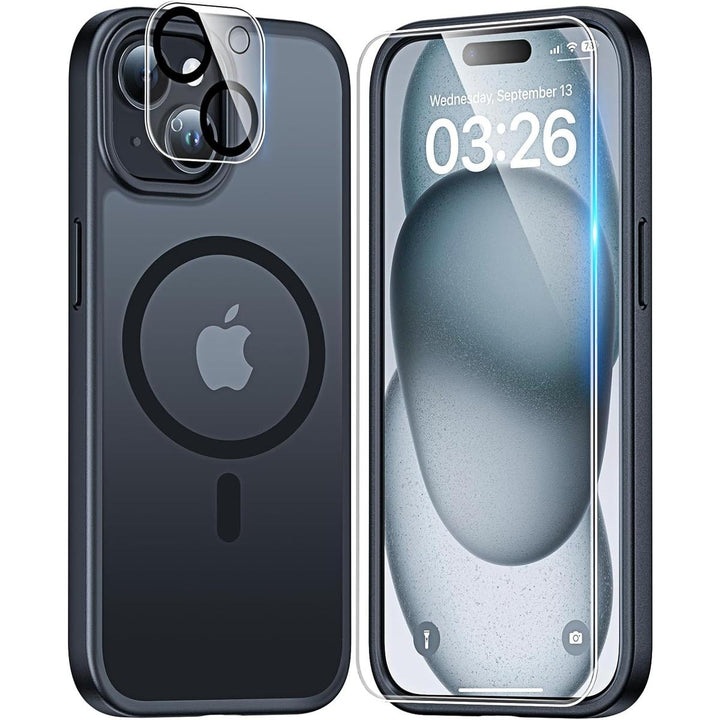 TAURI Frosted Black MagSafe Clear Case: Complete Protection - DOKUTRONIX