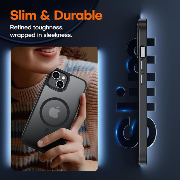 TAURI Frosted Black MagSafe Clear Case: Complete Protection - DOKUTRONIX