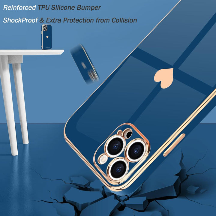 Royal Blue Heart Bling Case for iPhone 13 Pro Max - DOKUTRONIX