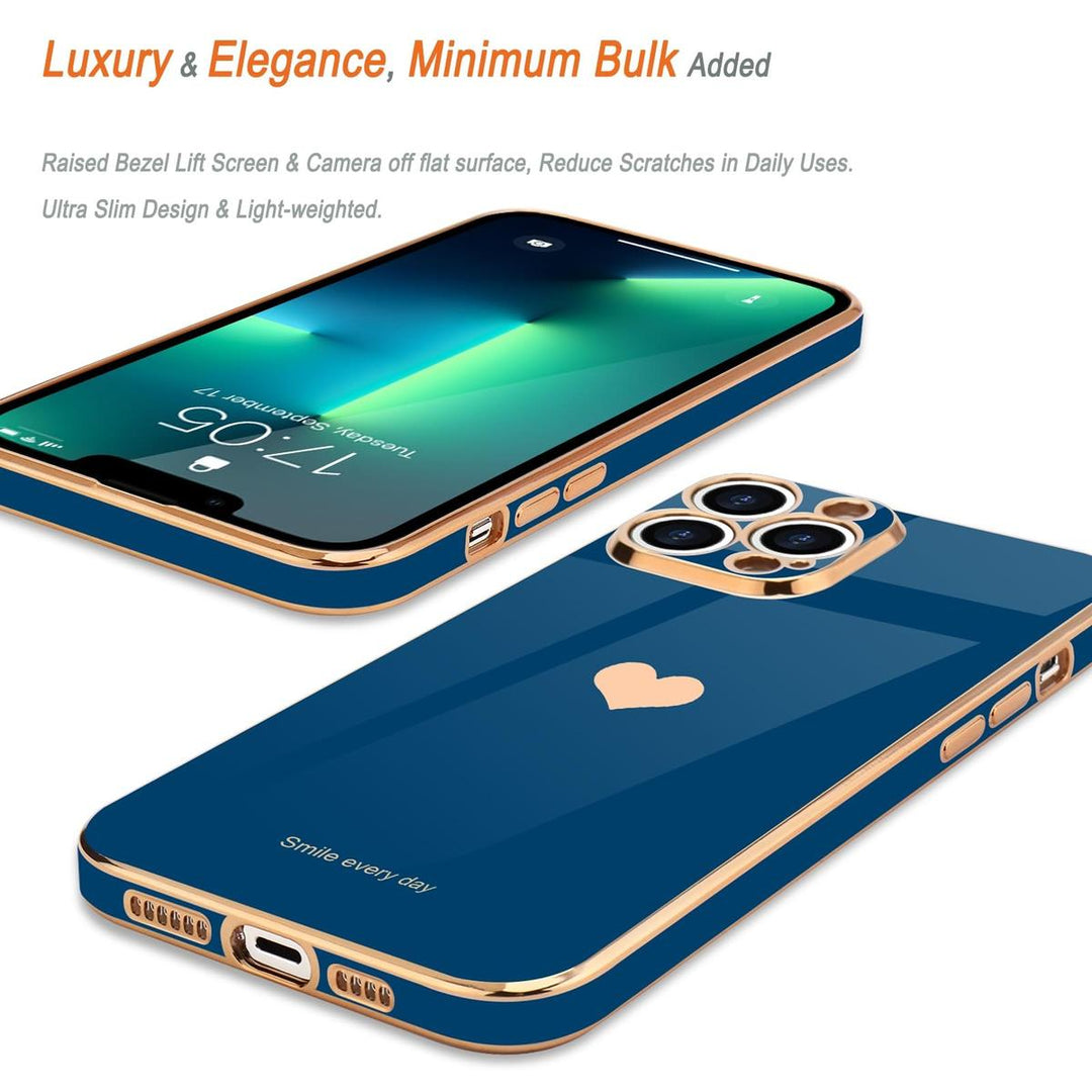 Royal Blue Heart Bling Case for iPhone 13 Pro Max - DOKUTRONIX