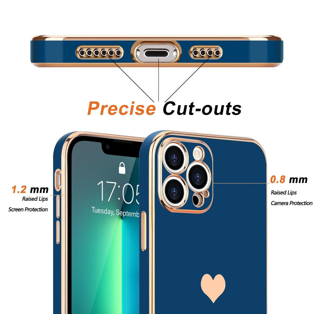 Royal Blue Heart Bling Case for iPhone 13 Pro Max - DOKUTRONIX