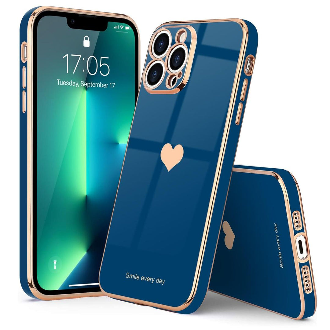 Royal Blue Heart Bling Case for iPhone 13 Pro Max - DOKUTRONIX