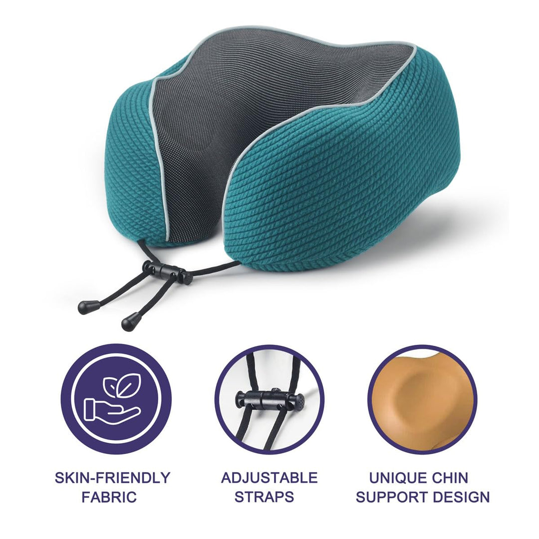 TealDream Travel Neck Pillow - Memory Foam Comfort - DOKUTRONIX