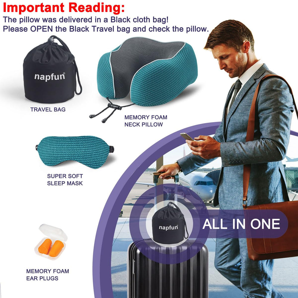 TealDream Travel Neck Pillow - Memory Foam Comfort - DOKUTRONIX