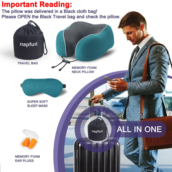 TealDream Travel Neck Pillow - Memory Foam Comfort - DOKUTRONIX